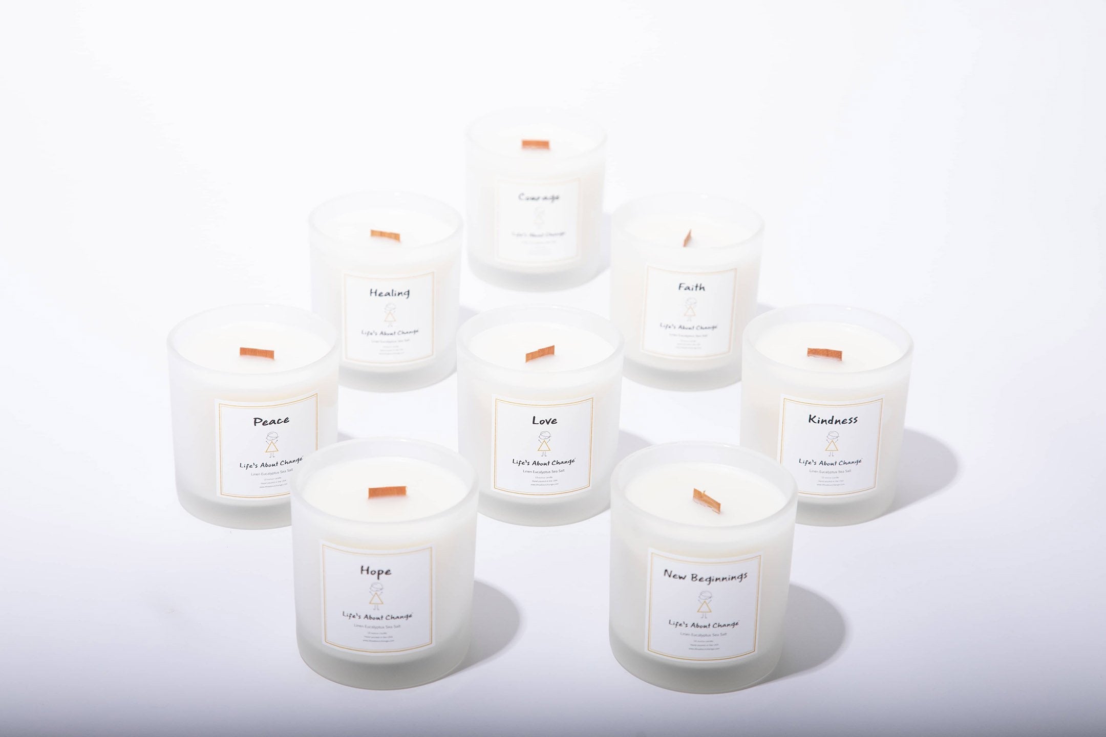 Linen Eucalyptus Sea Salt Candles from Life's About Change Delta Collection