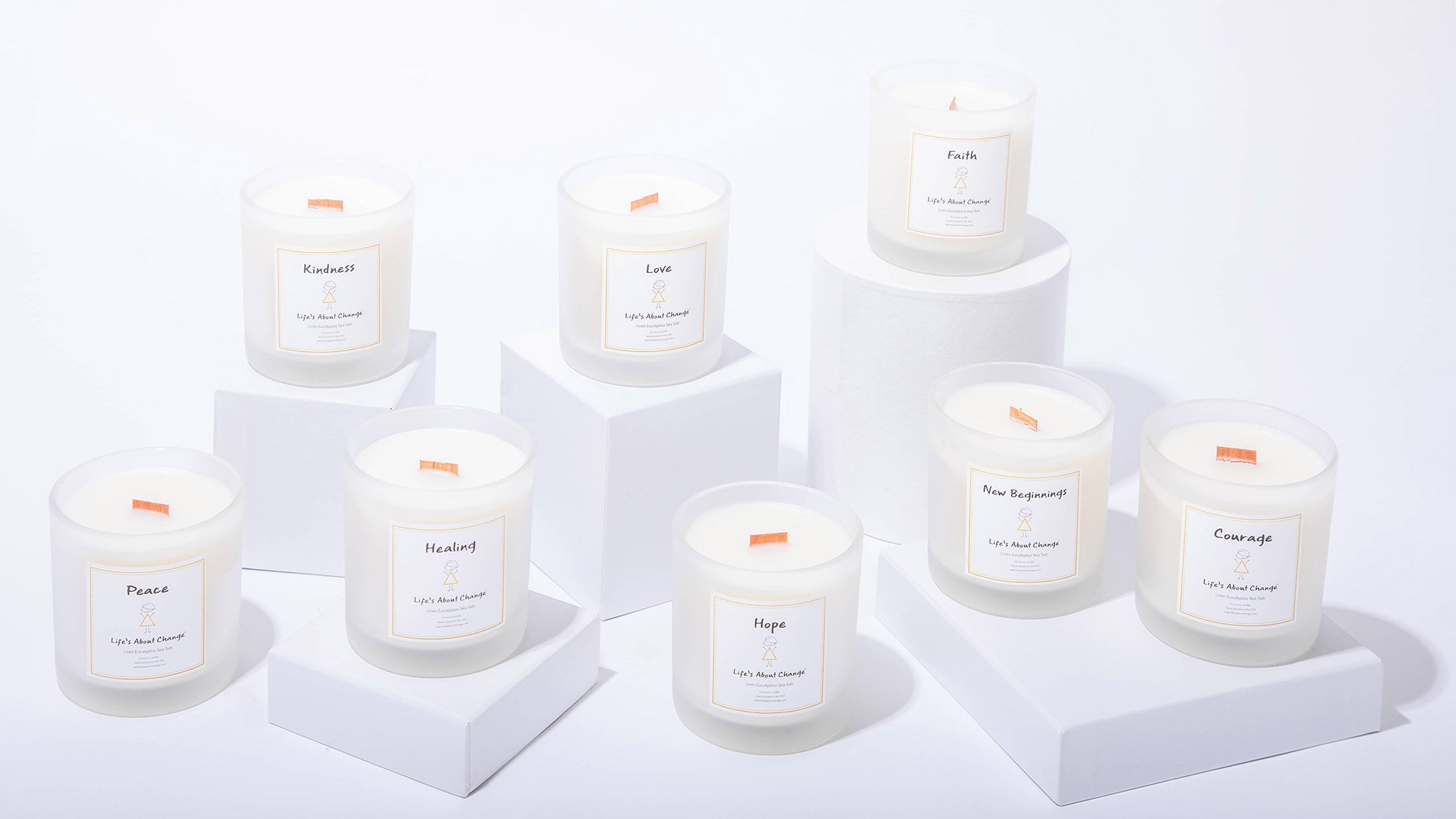 Linen Eucalyptus Sea Salt Candles from Life's About Change Delta Collection