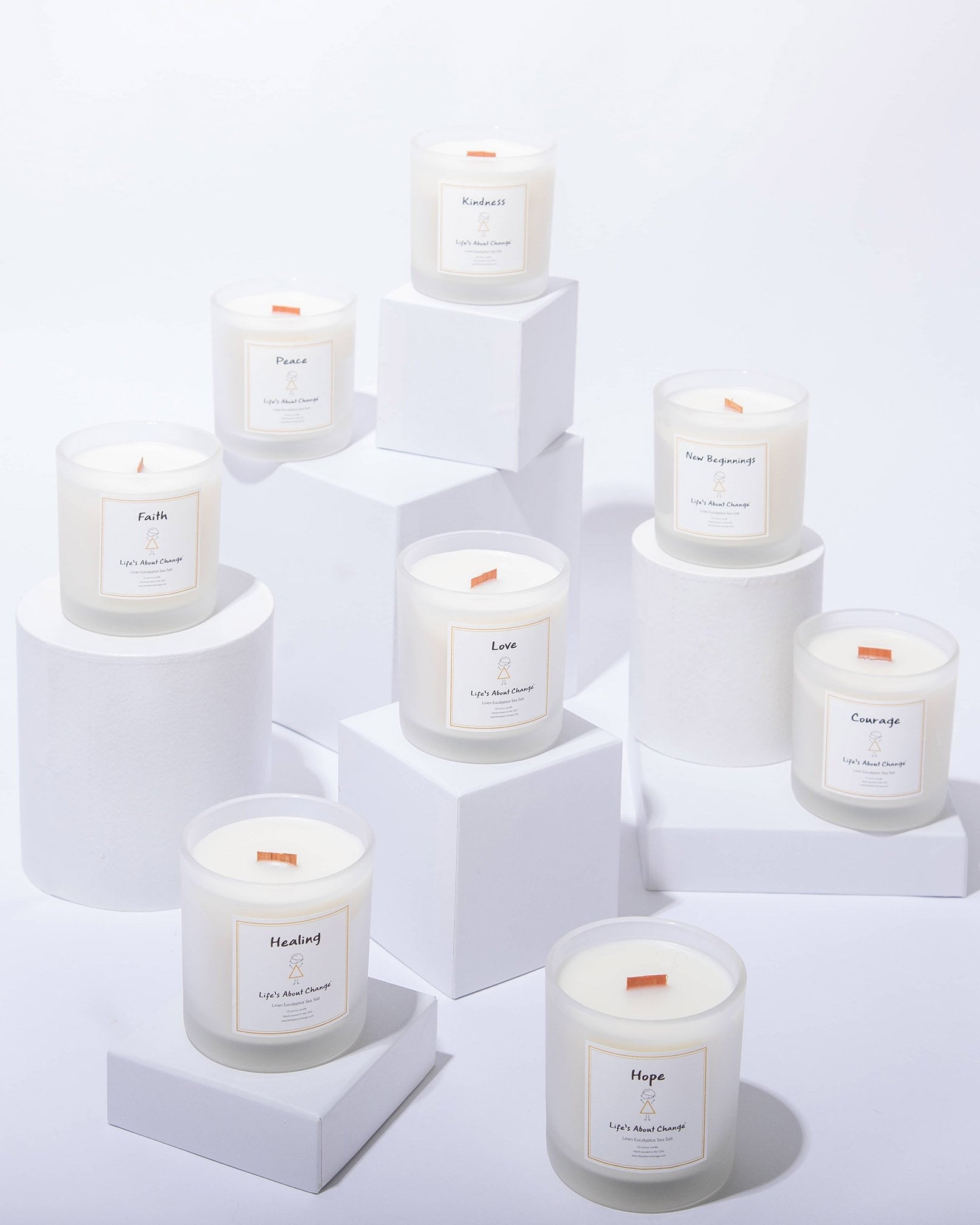 Linen Eucalyptus Sea Salt Candles from Life's About Change Delta Collection