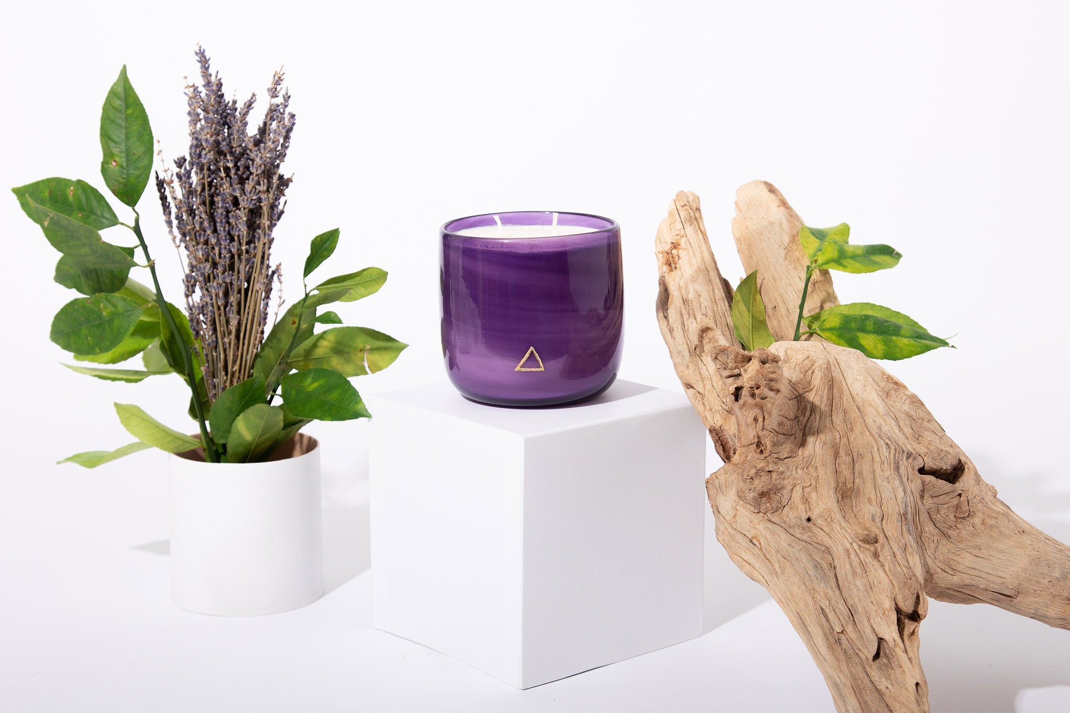 Healing Purple Hand Blown Glass Candle from Life's About Change Light Collection