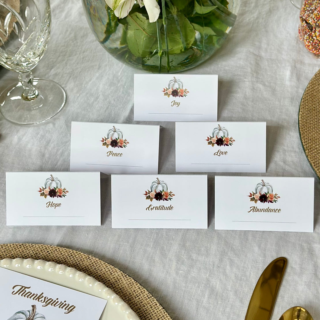 Thanksgiving Intention Place Cards 2025 - Set of 12