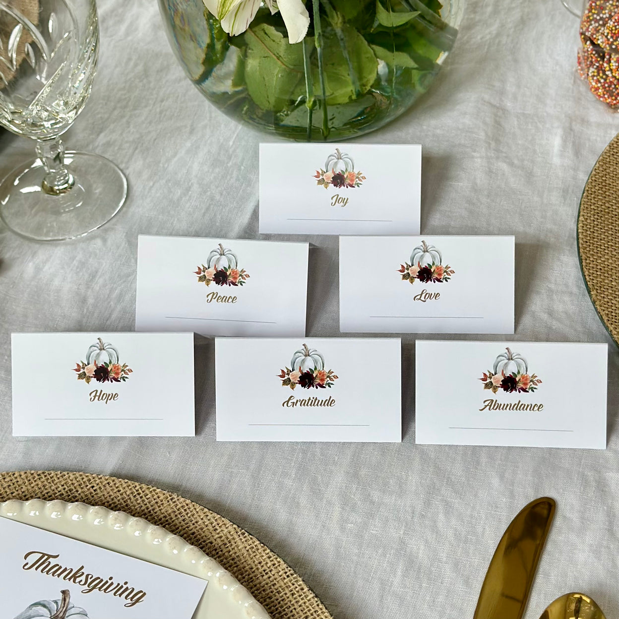 Thanksgiving Intention Place Cards 2024 - Set of 12