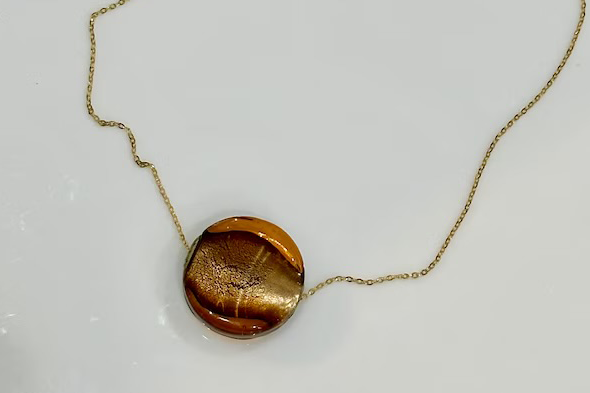Iridescent Brown Murano Glass Necklace