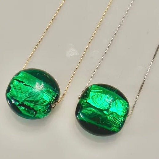 Round Green Murano Glass Necklace