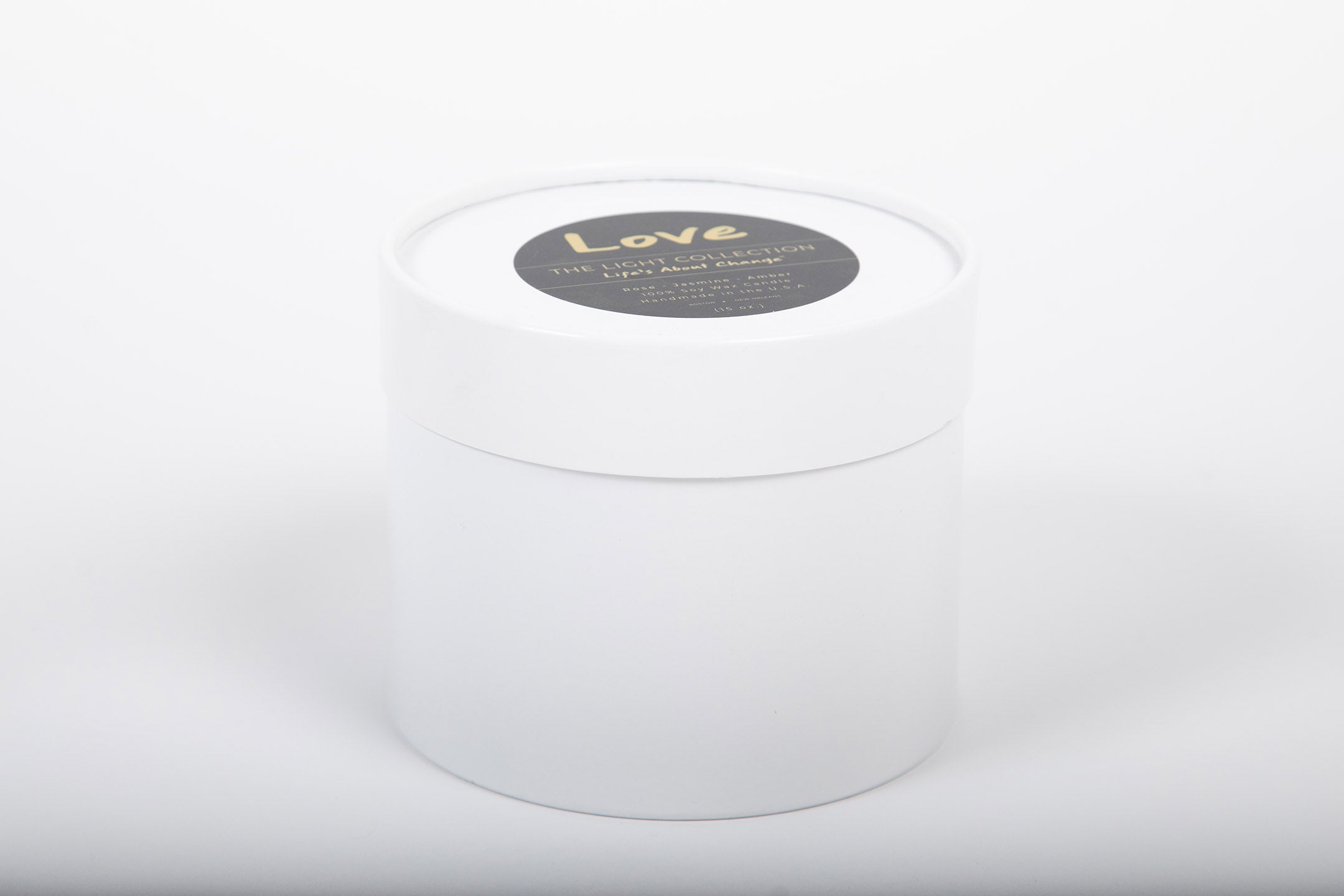 Love White Hand Blown Glass Candle from Life's About Change Light Collection