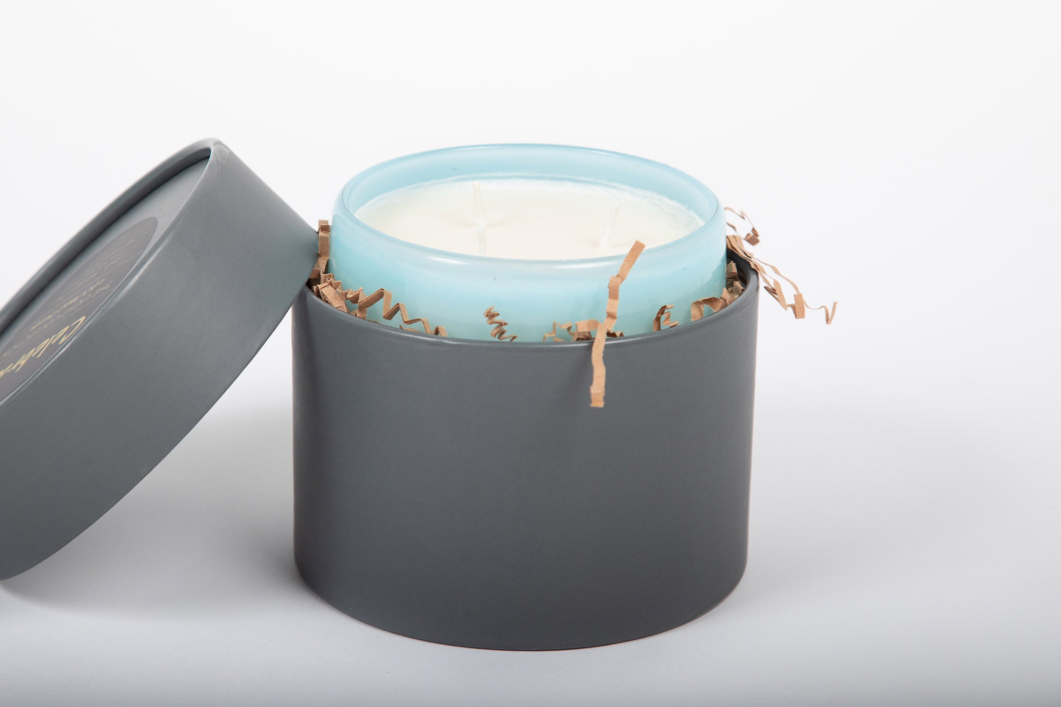 Gratitude Blue Hand Blown Glass Candle from Life's About Change Light Collection