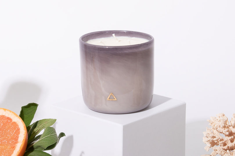Hope Gray Hand Blown Glass Candle from Life's About Change Light Collection